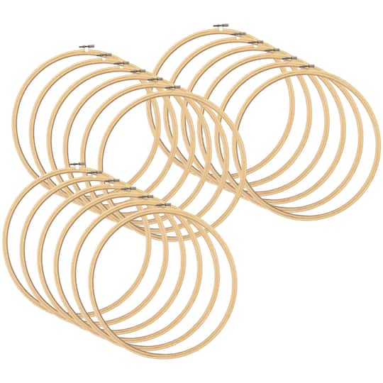 18 Pack: 12&#x22; Round Bamboo Embroidery Hoop by Loops &#x26; Threads&#x2122;